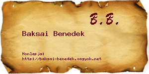 Baksai Benedek névjegykártya