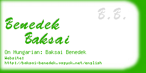 benedek baksai business card